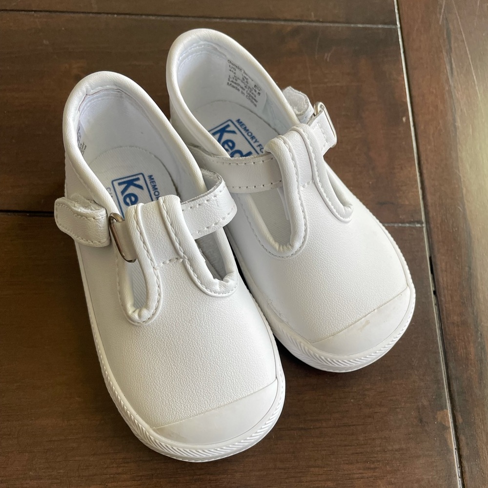 White Toddler Keds T Strap Shoes